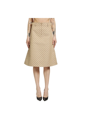 GG Cotton Canvas Midi Skirt