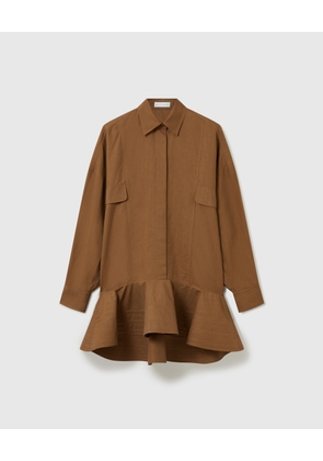 Stella McCartney - Washed Cotton Peplum Shirt Dress, , Size: 38