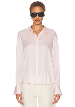 SRG Odette Silk Button Down Shirt in Blush & White Stripe - Blush,White. Size L (also in M, S, XL, XS).
