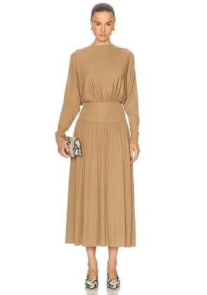 Toteme Boatneck Jersey Dress in Nutmeg - Beige. Size L (also in M, S, XS).