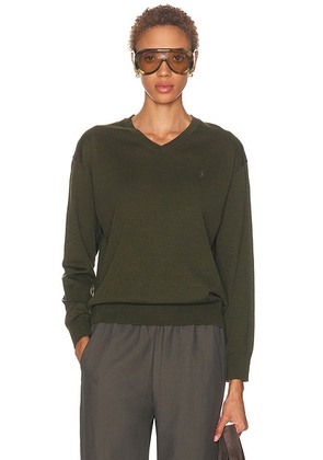 Polo Ralph Lauren V-Neck Sweater in Harvest Olive - Dark Green. Size L (also in M, S, XL, XS).