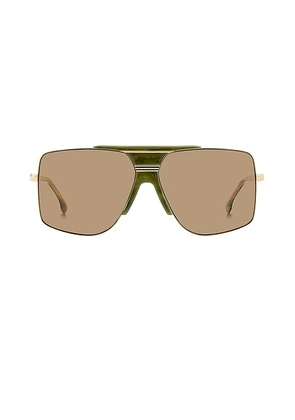 Victoria Beckham Square Sunglasses in Green Marble Gold & Brown - Green. Size all.