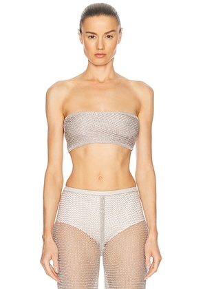 ALAÃA Tube Mesh Bra Top in Argent - Metallic Silver. Size 34 (also in ).
