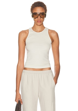 Enza Costa Cotton Rib Boy Tank Top in Pearl Grey - Cream. Size L (also in M, S, XS).