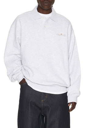 Carhartt WIP Wip Label Polo in Ash Heather - Light Grey. Size L (also in M, S, XL/1X).