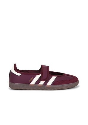 Adidas Originals Samba Jane Sneaker in Maroon  Cream White  & Gold Metallic - Wine. Size 10 (also in 11, 5, 5.5, 6, 6.5, 7, 7.5, 8, 8.5, 9, 9.5).