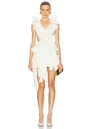 AKNVAS Olive Ruffle Dress in White - White. Size 0 (also in 2, 4, 6, 8).