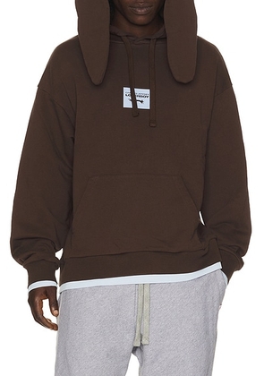 Charles Jeffrey LOVERBOY Rabbit Ears Hoodie in Brown & Light Blue - Brown,Baby Blue. Size L (also in XL/1X, XS).