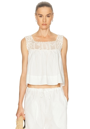 Calle Del Mar Heirloom Poplin Top in Natural - White. Size L (also in M).