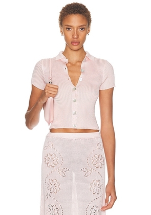 Calle Del Mar Short Sleeve Cardigan in Primrose - Blush. Size L (also in ).