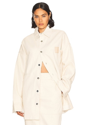 Helsa Denim Overshirt in Ecru - Ivory. Size M/L (also in ).