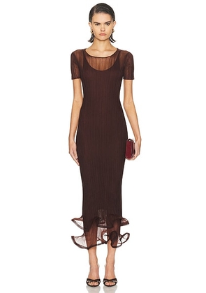 SIMKHAI Selena Midi Dress in Mahagony - Brown. Size S (also in ).