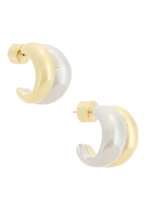 Jennifer Fisher Chavez Micro Huggie Earrings in Two Tone - Metallic Gold,Metallic Silver. Size all.