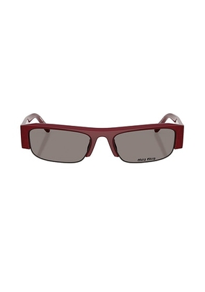 Miu Miu Shield Sunglasses in Burgundy - Red. Size all.