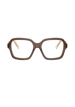 Miu Miu Square Eyeglasses in Brown Transparent - Brown. Size all.