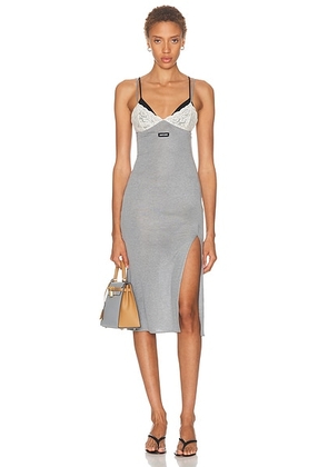 Miu Miu Lace Jersey Midi Dress in Grigio - Grey. Size 42 (also in ).