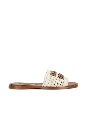 Miu Miu Ciabatte Crochet Slide in Avorio - Ivory. Size 36 (also in 38, 39).