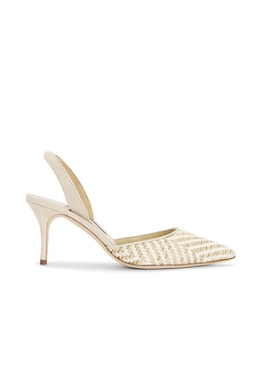 Manolo Blahnik Carolyne 70 Pump in Brown & Cream - Beige. Size 36 (also in 36.5, 37, 37.5, 38, 39, 39.5, 41).