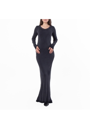 Balenciaga Distressed Lace-Trim Long Sleeve Maxi Dress