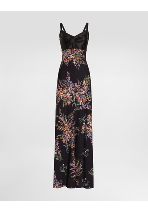 Dolce & Gabbana Flower Bouquets-print Long Charmeuse Dress - Woman Dresses Multicolor 38