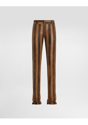 Dolce & Gabbana Nappa Leather Trousers With Striped Print - Woman Collection Multi-colored 40