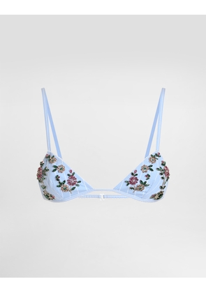 Dolce & Gabbana Striped Poplin Bra With Embroidery - Woman Underwear Multicolor 1