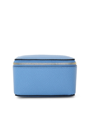 Smythson Large Square Trinket Case In Panama In Nile Blue