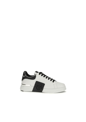 Philipp Plein White Calf Leather Bos Taurus Low Top Sneakers - EU40/US7