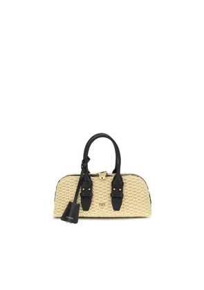 PINKO Beige Raffia Shoulder Bag