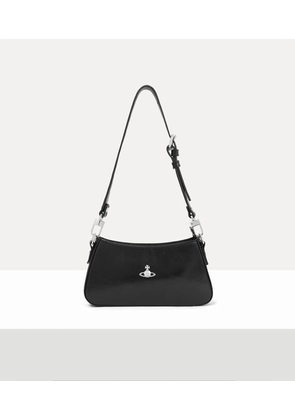 Vivienne Westwood Tasha Shoulder Phone Bag Shiny Veget Tanned Black