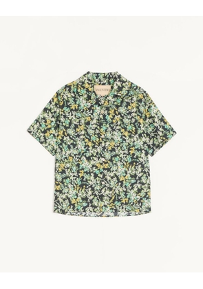 Valentino Valentino Cotton Poplin Bowling Shirt With Papier Floral Print Man BLACK/MULTICOLOUR 44