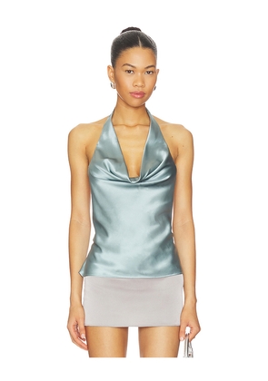 EB Denim Cassia Halter Tank Top in Baby Blue. Size L. Also in M, S, XS.