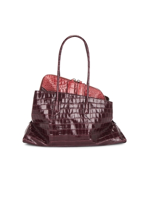 THE ATTICO La Passeggiata Medium Top Handle Bag in Burgundy.