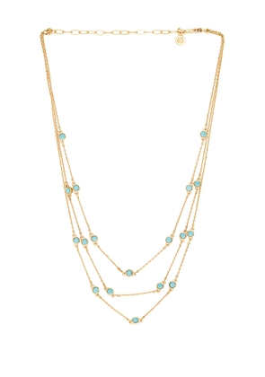 Ettika Crystal Dot Layered Necklace in Metallic Gold.