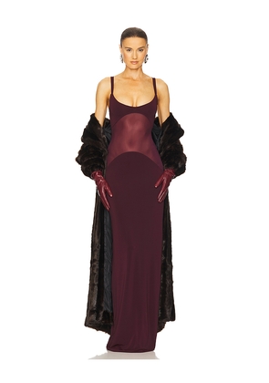 Helsa Sheer Knit Curve Maxi Dress in Wine. Size M. Also in XL.