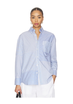 HOMMEgirls Patchwork Shirt in Blue. Size L. Also in M, S.