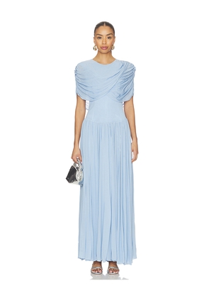 SIMKHAI Nancie Cape Midi Dress in Blue. Size 0. Also in 2, 4, 6, 8.