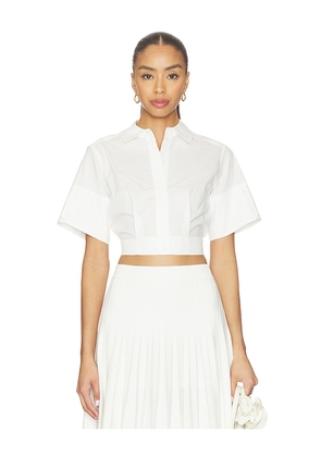 SIMKHAI Sabrina Short Sleeve Crop Top in White. Size L. Also in M, S, XS.