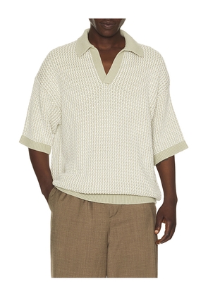 Helmut Lang Bicolor Polo in Olive. Size L. Also in M, S, XL/1X, XXL/2X.