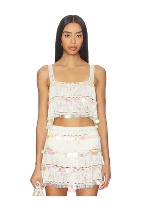 My Beachy Side Viola Hand-crocheted Top in Ivory. Size L. Also in M.