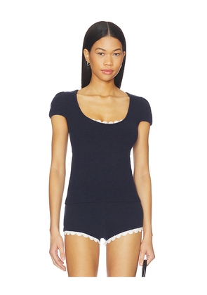 LPA Champaux Lace Trim Top in Navy. Size L. Also in M, S, XL, XS.