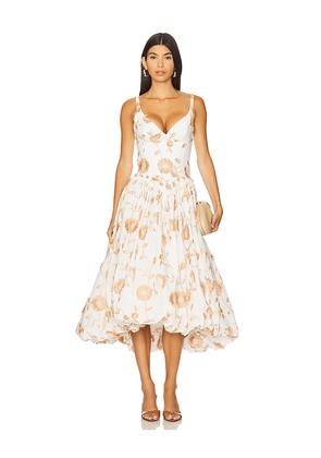 PatBO Botanical Midi Dress in White. Size 6. Also in 4.