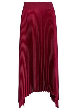 Joseph Ade Plissé Satin Midi Skirt - Red - 40 (UK12 / M)