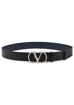 Valentino Garavani Vlogo Reversible Leather Belt - Black - 95 (M)
