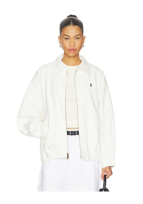 Polo Ralph Lauren Twill Bomber Jacket in Cream. Size L. Also in M, S, XL.