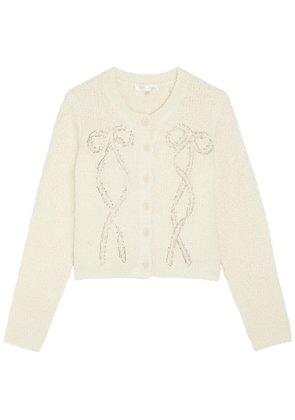 Loveshackfancy Leocadia Embellished Wool-blend Cardigan - Ivory - L (UK14 / L)