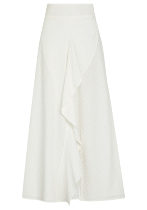 Skiim Embroidered Split Cotton Midi Skirt - White - 34 (UK6 / XS)