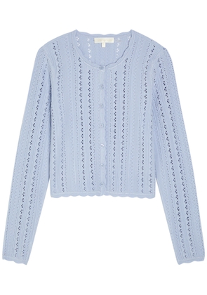 Loveshackfancy Peridot Cropped Pointelle-knit Cardigan - Light Purple - XS (UK6 / XS)