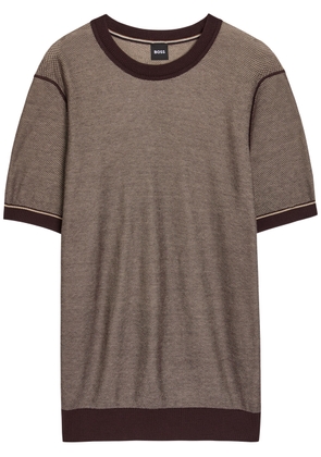 Boss Nalon Knit Cotton-blend T-shirt - Dark Brown - XL