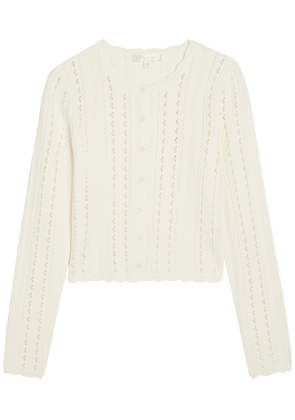 Loveshackfancy Peridot Cropped Pointelle-knit Cardigan - White - XS (UK6 / XS)
